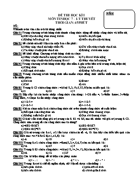 Đề kiểm tra học kì I môn Tin học lớp 7 (Có đáp án)